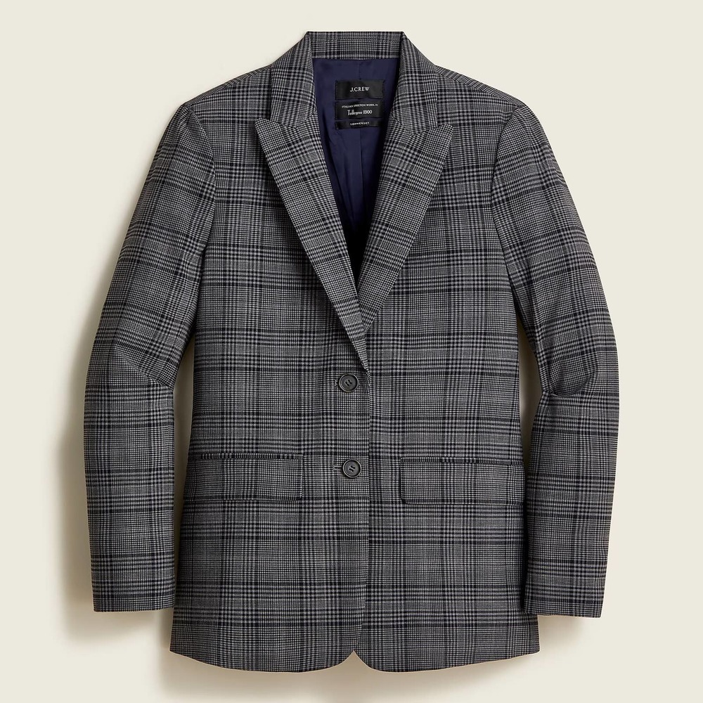 J.CREW GREY PLAID ITALIAN WOOL SOMMERSET BLAZER